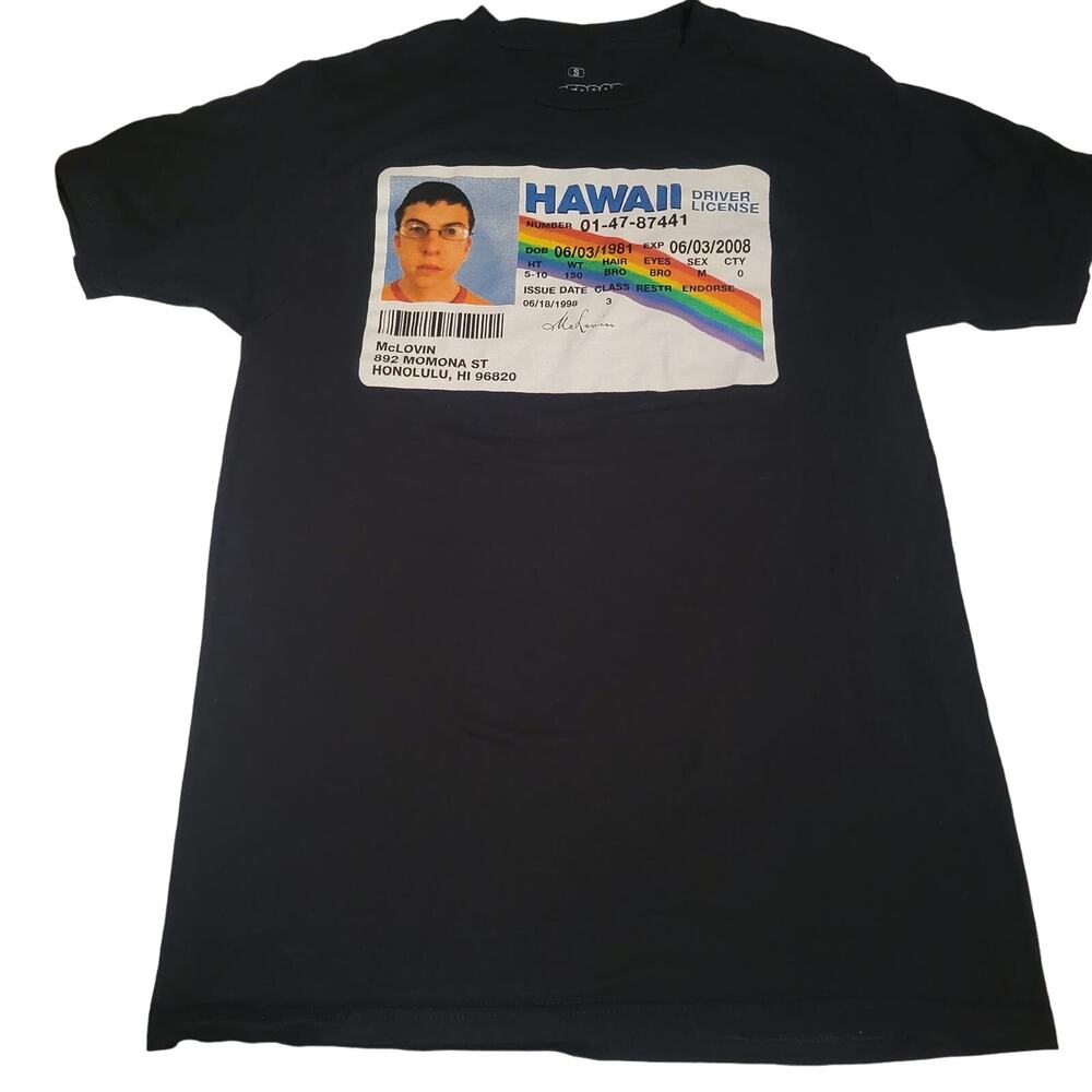 Superbad McLovin Black Graphic T-shirt Small 100% cotton Ripple Junction